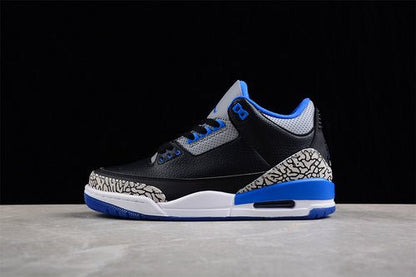AIR JORDAN 3 RETRO NOIR/BLEU SPORT GRIS LOUP