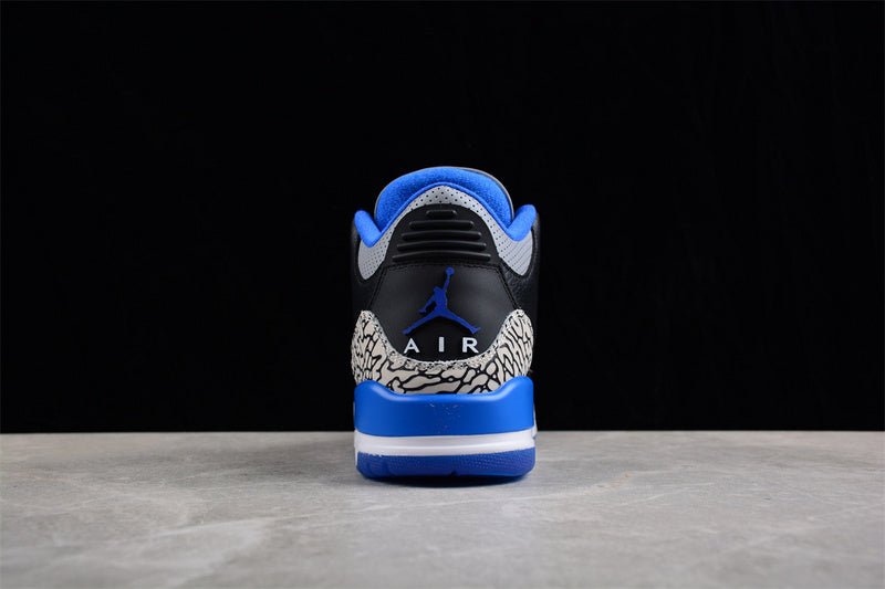 AIR JORDAN 3 RETRO NOIR/BLEU SPORT GRIS LOUP