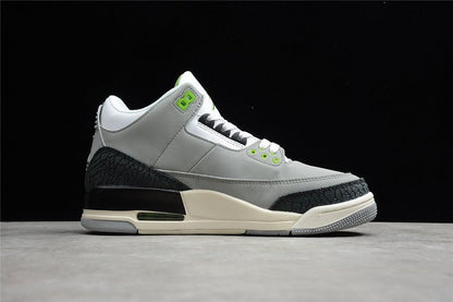AIR JORDAN 3 RETRO CHLOROPHYLL GRIS FUMÉ CLAIR/CHLOROPHYLL/NOIR-BLANC-VOILE