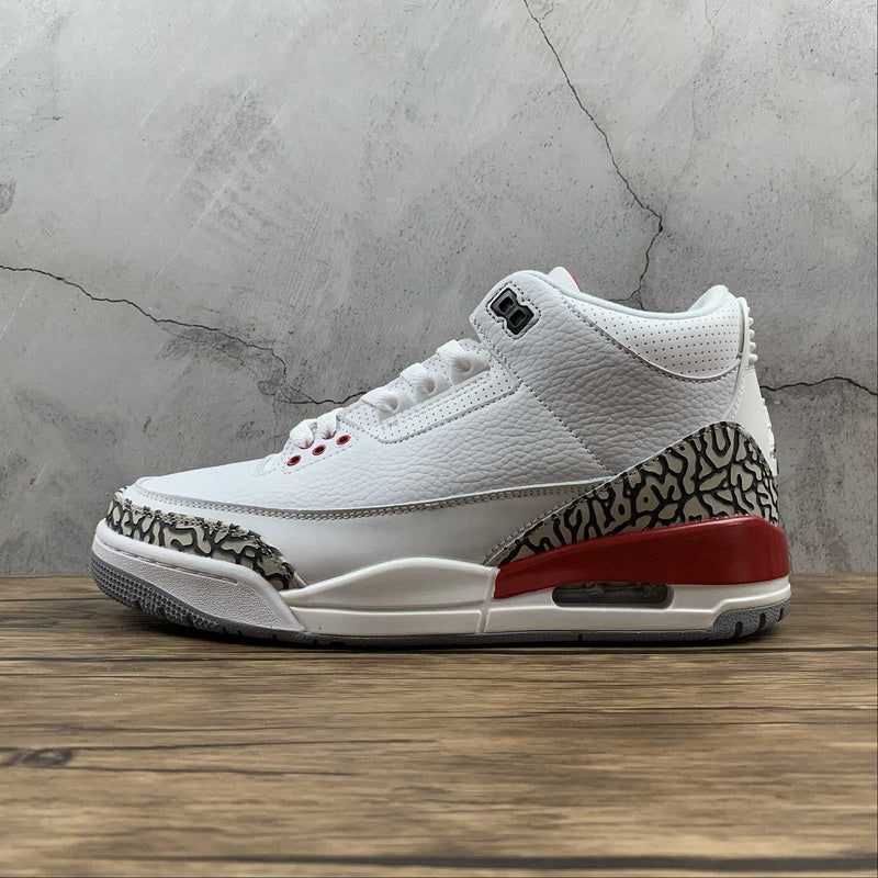 AIR JORDAN 3 RETRO HALL OF FAME BLANC/GRIS CIMENT-NOIR-ROUGE FEU