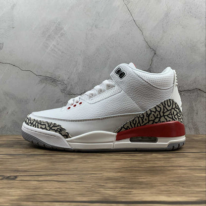 AIR JORDAN 3 RETRO HALL OF FAME BLANC/GRIS CIMENT-NOIR-ROUGE FEU