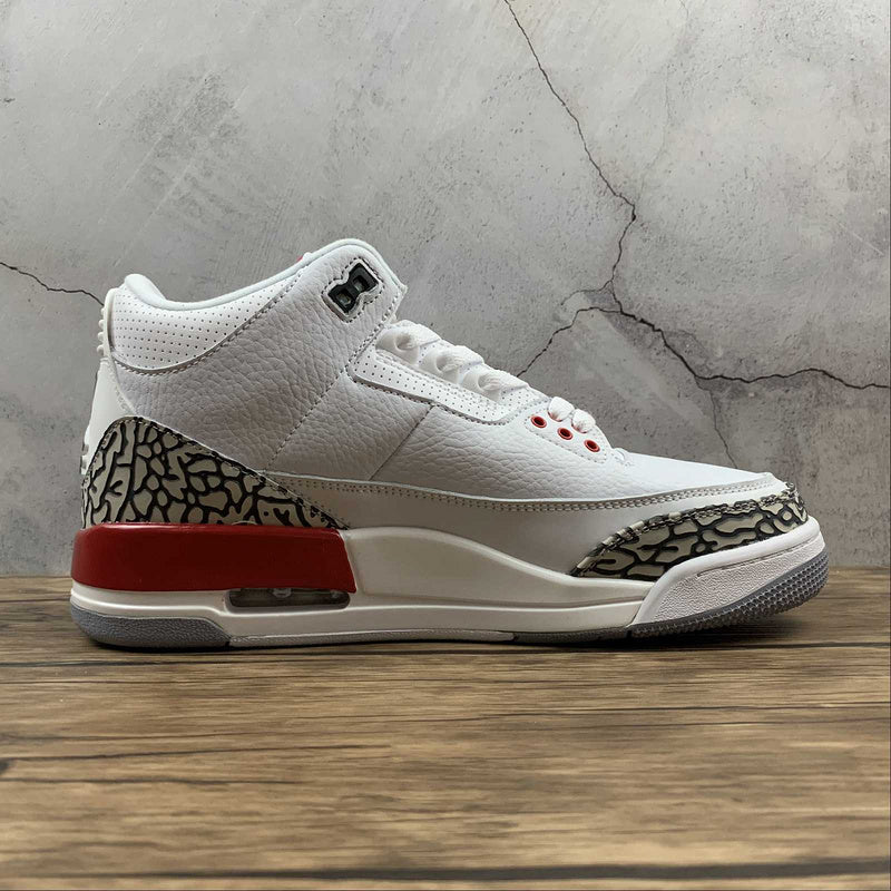 AIR JORDAN 3 RETRO HALL OF FAME BLANC/GRIS CIMENT-NOIR-ROUGE FEU