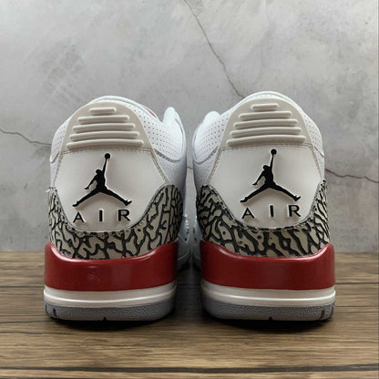 AIR JORDAN 3 RETRO HALL OF FAME BLANC/GRIS CIMENT-NOIR-ROUGE FEU