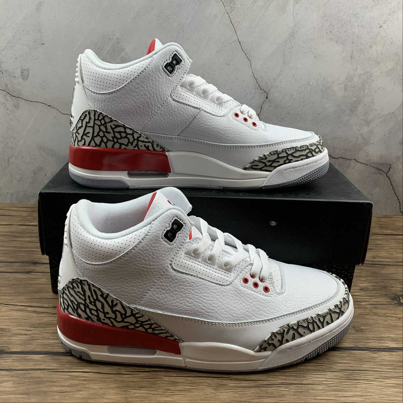 AIR JORDAN 3 RETRO HALL OF FAME BLANC/GRIS CIMENT-NOIR-ROUGE FEU