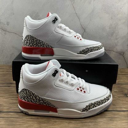 AIR JORDAN 3 RETRO HALL OF FAME BLANC/GRIS CIMENT-NOIR-ROUGE FEU