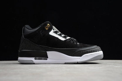 AIR JORDAN 3 TINKER NOIR/GRIS CIMENT-OR MÉTALLISÉ 