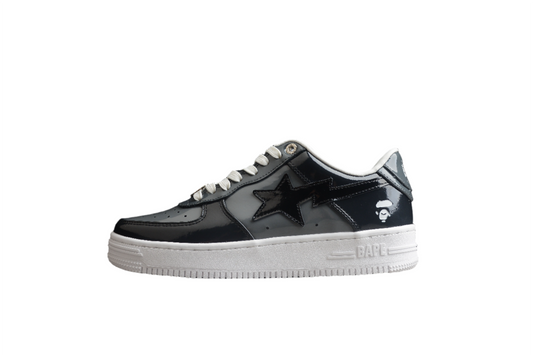 Baskets basses BAPE STA en cuir verni noir