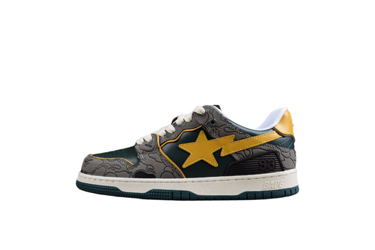 Baskets basses BAPE STA vertes et jaunes