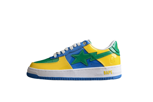 Baskets basses BAPE STA vertes, bleues et jaunes