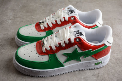 Baskets basses BAPE STA rouges, vertes et blanches