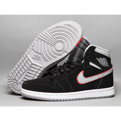 JORDAN 1 MID x NOIR GRIS PARTICULES ROUGE GYM 