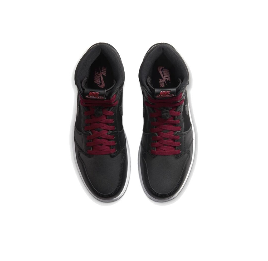 JORDAN 1 RETRO HIGH x BLACK SATIN GYM RED 