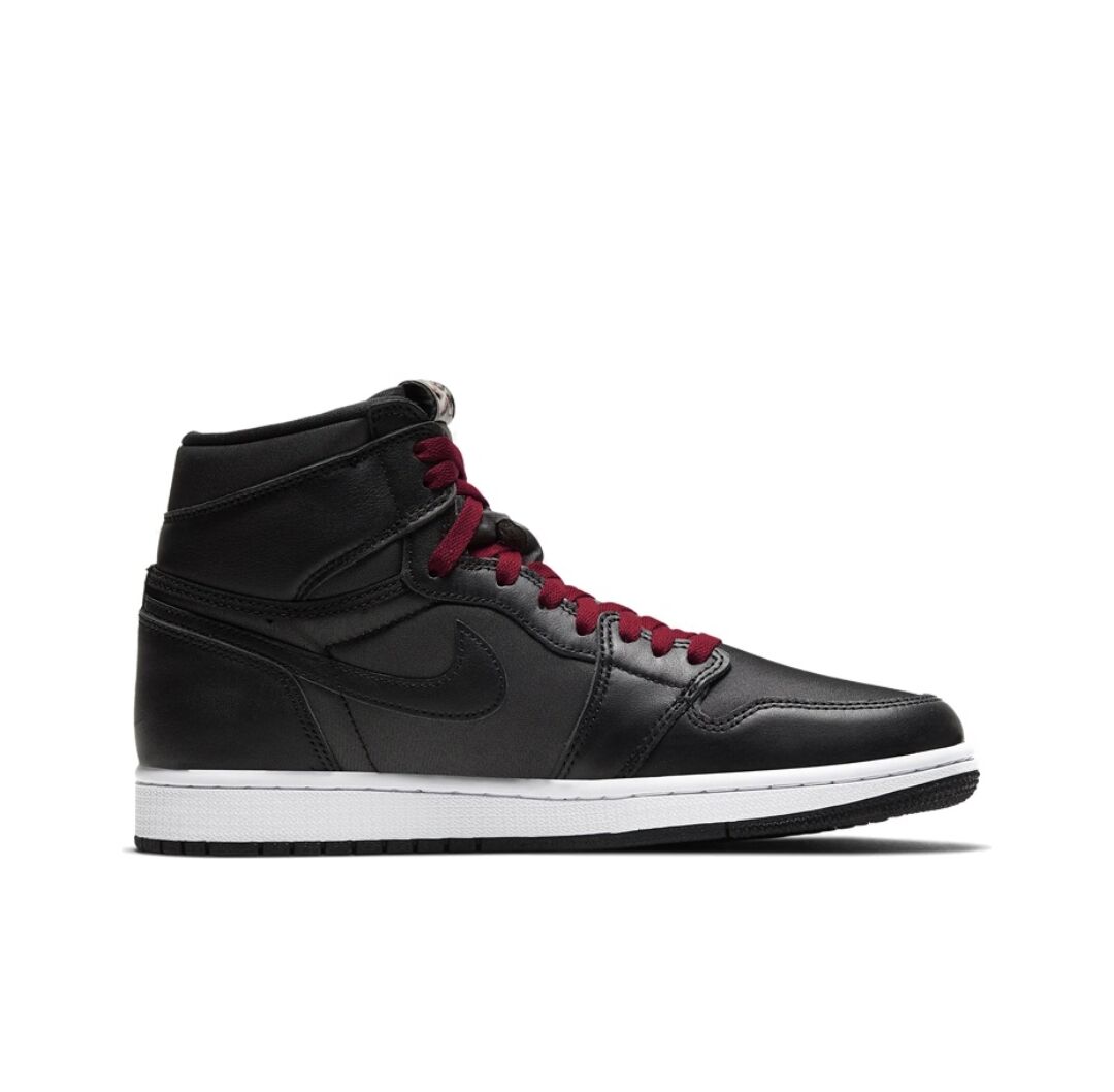 JORDAN 1 RETRO HIGH x BLACK SATIN GYM RED 