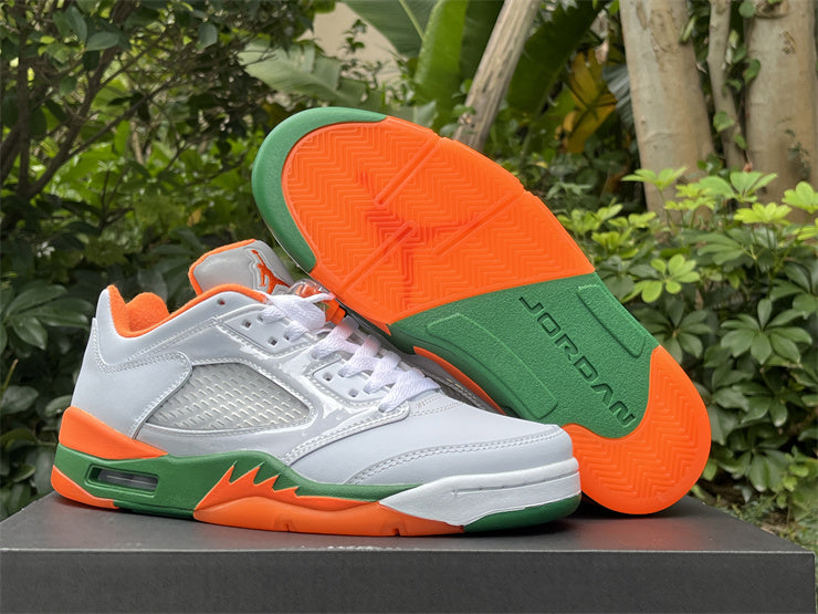JORDAN 5 Low Blanc/Orange/Vert 