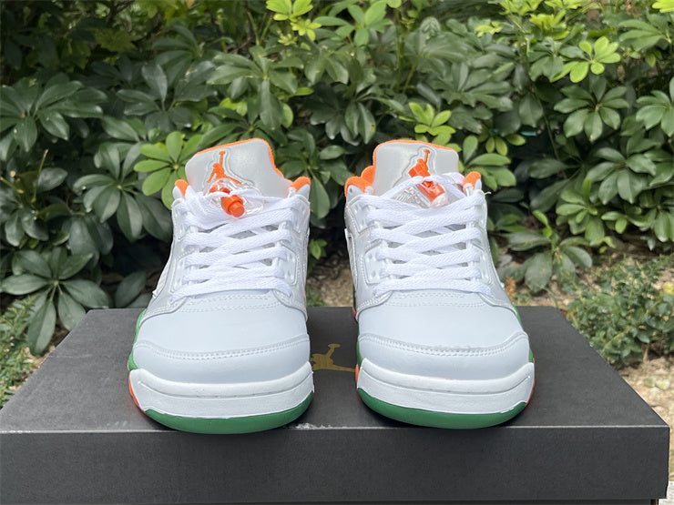 JORDAN 5 Low Blanc/Orange/Vert 