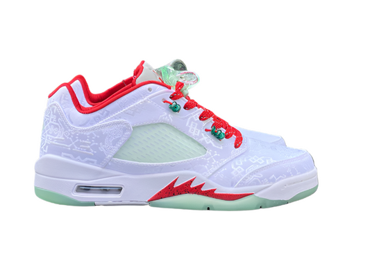 JORDAN 5 Blanc/Rouge/Vert 
