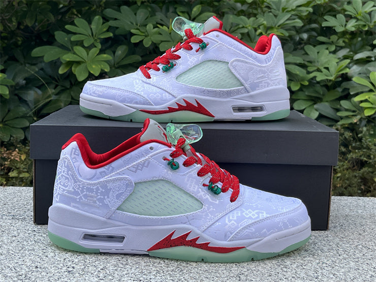 JORDAN 5 Blanc/Rouge/Vert 