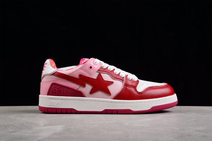 Baskets basses BAPE STA rouges et roses