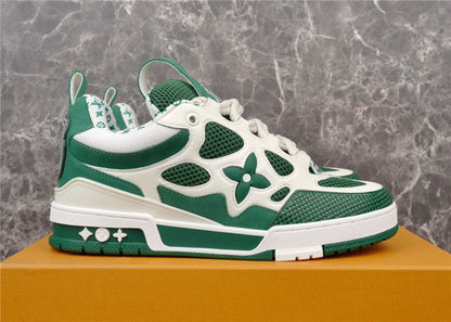 Baskets Louis Vuitton LV Skate vertes et blanches