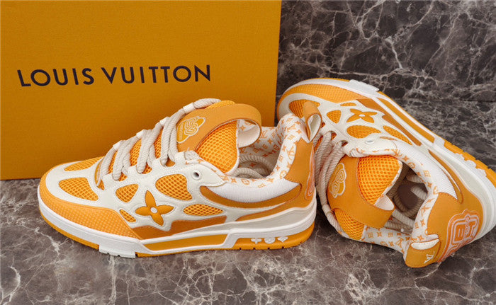 Baskets Louis Vuitton LV Skate jaunes et blanches 