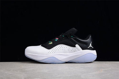 AIR JORDAN 11 CMFT LOW BLANC/NOIR/VERT FANTÔME/ARGENT MÉTALLISÉ