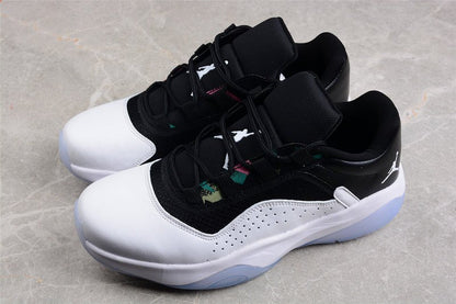 AIR JORDAN 11 CMFT LOW BLANC/NOIR/VERT FANTÔME/ARGENT MÉTALLISÉ