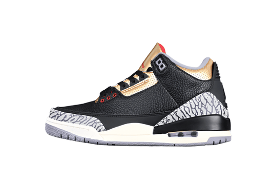 AIR JORDAN 3 RETRO NOIR/ROUGE FEU/OR MÉTALLISÉ/GRIS CIMENT