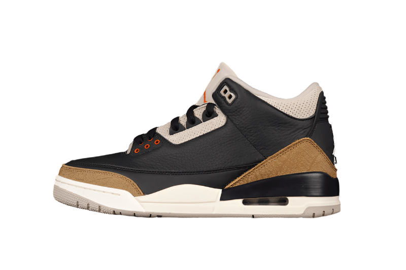 AIR JORDAN 3 RETRO DESERT ELEPHANT NOIR/ORANGE RUSH-FOSSIL STONE