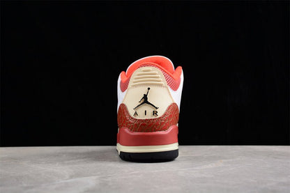 AIR JORDAN 3 RETRO GS BLANC/NOIR/MARS STONE/ORANGE ÉQUIPE