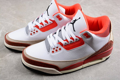 AIR JORDAN 3 RETRO GS BLANC/NOIR/MARS STONE/ORANGE ÉQUIPE