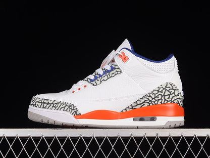 AIR JORDAN 3 RETRO KNICKS BLANC/OLD ROYAL-UNIVERSITY ORANGE-TECH GREY