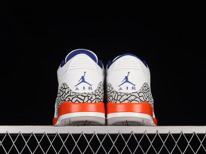 AIR JORDAN 3 RETRO KNICKS BLANC/OLD ROYAL-UNIVERSITY ORANGE-TECH GREY