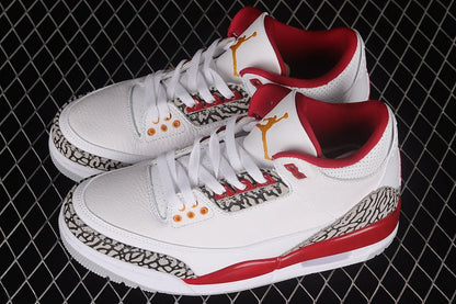 AIR JORDAN 3 RETRO BLANC/CURRY CLAIR/ROUGE CARDINAL/GRIS CIMENT