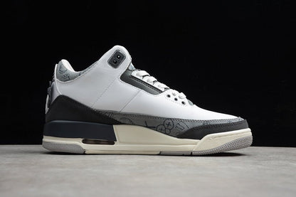 AIR JORDAN 3 BLANC/NOIR/GRIS 