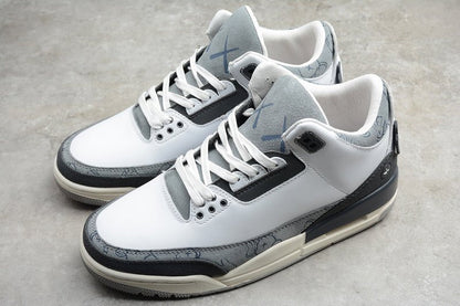 AIR JORDAN 3 BLANC/NOIR/GRIS 