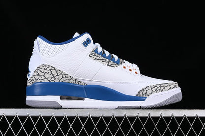 AIR JORDAN RETRO 3 BLANC/GRIS/NOIR/BLEU 