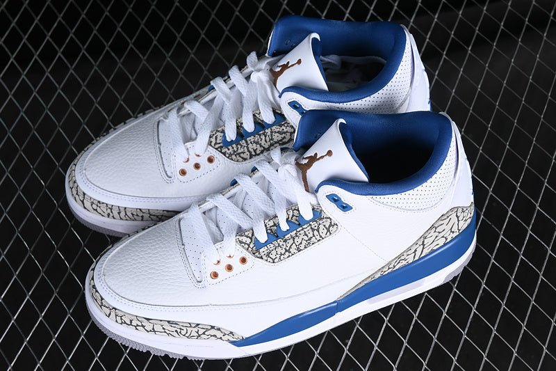 AIR JORDAN RETRO 3 BLANC/GRIS/NOIR/BLEU 