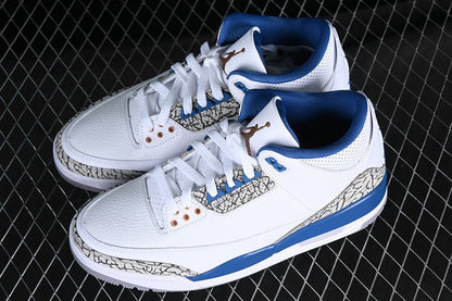 AIR JORDAN RETRO 3 BLANC/GRIS/NOIR/BLEU 