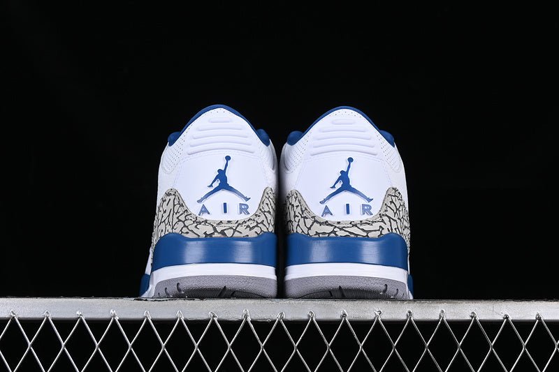 AIR JORDAN RETRO 3 BLANC/GRIS/NOIR/BLEU 