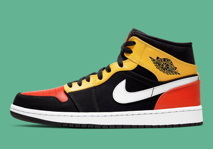 JORDAN 1 MID x NOIR AMARILLO ORANGE 