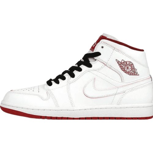 JORDAN 1 RETRO MID x BLANC ROUGE GYM NOIR 