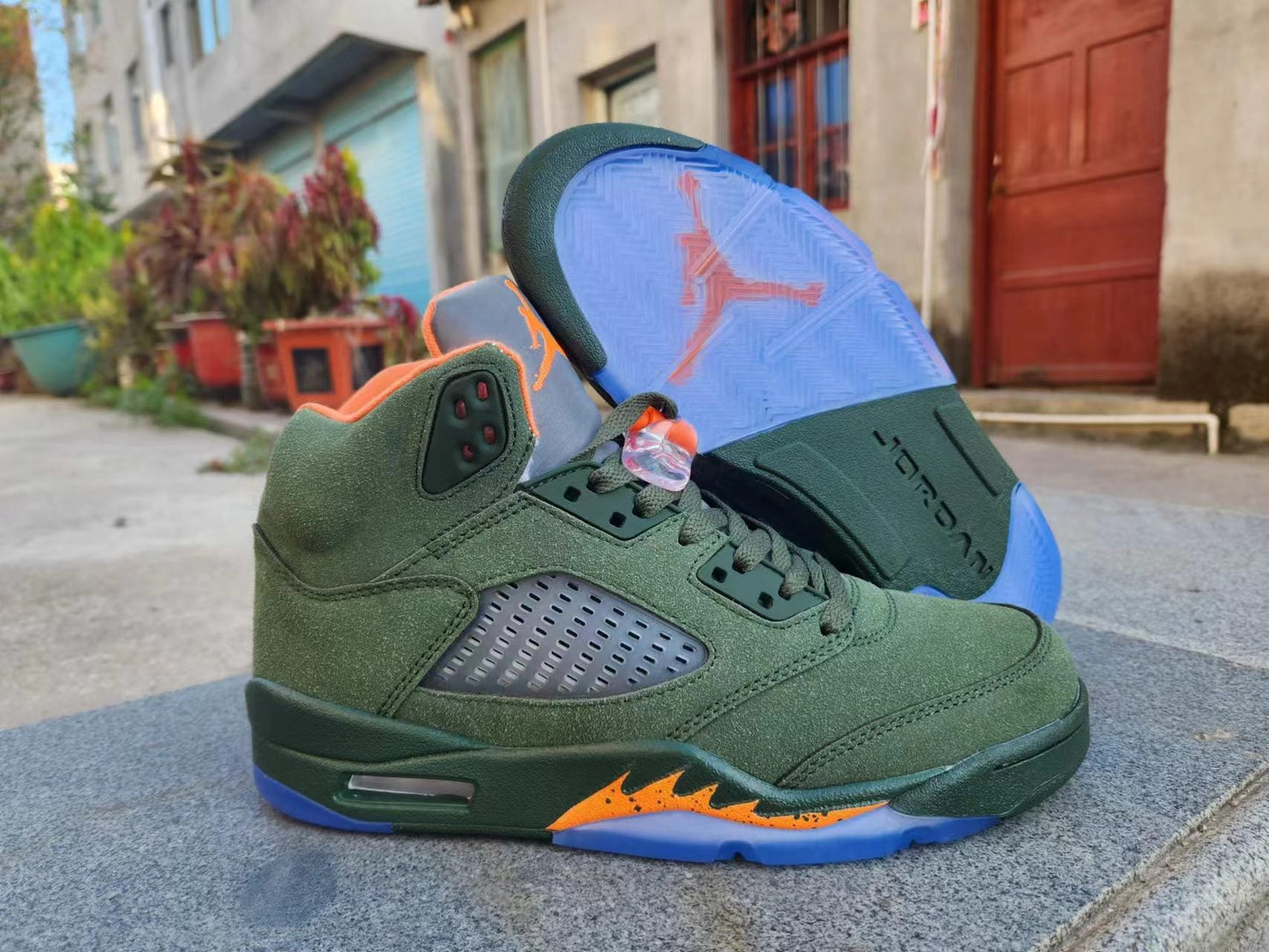 Jordan 5 vertes et oranges