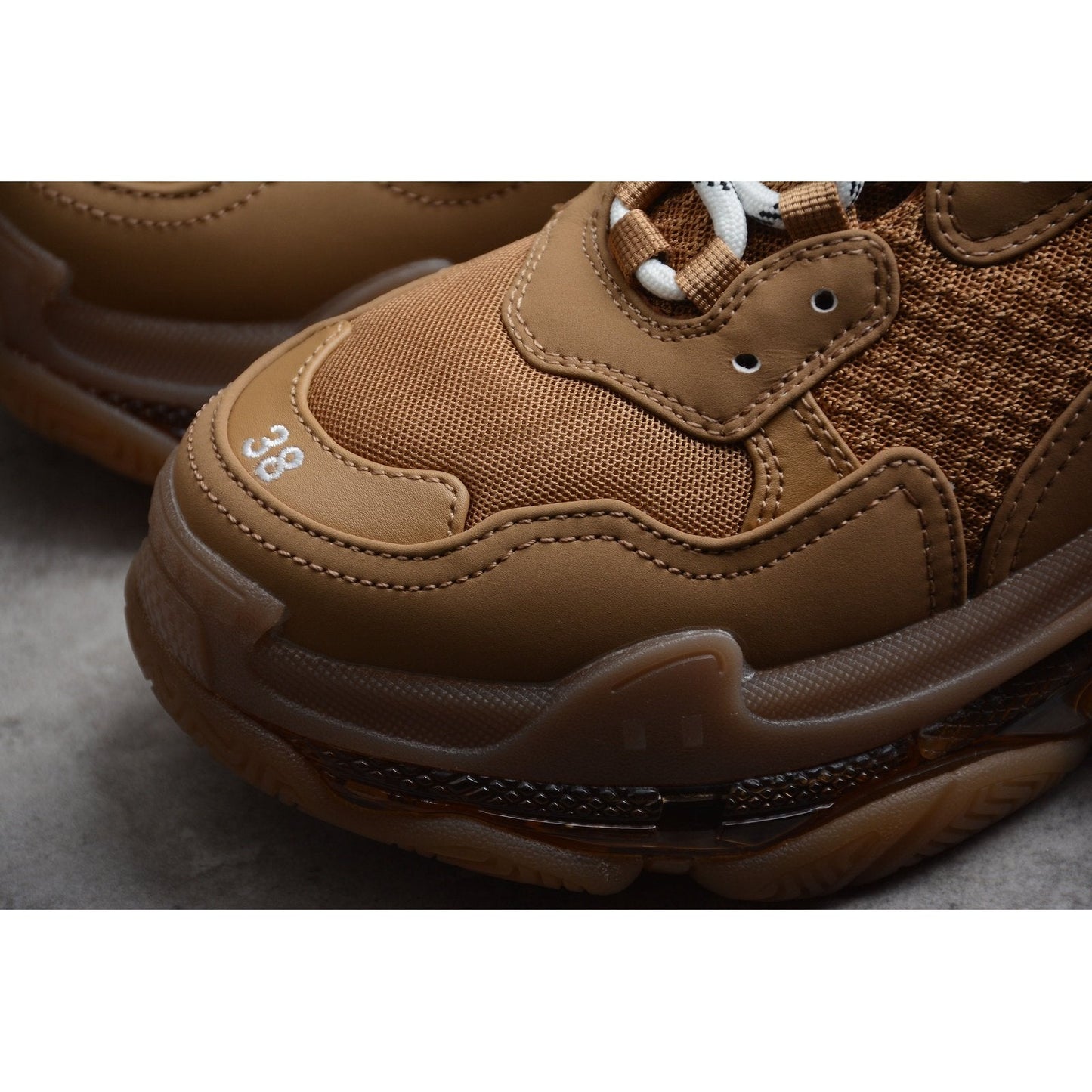 BALENCIAGA TRIPLE S SEMELLE TRANSPARENTE x MARRON