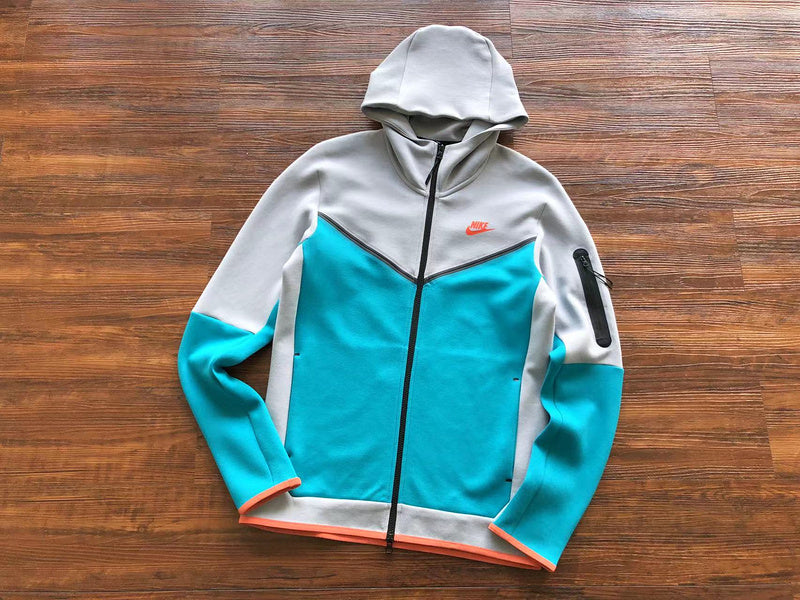 Sweat à capuche Nike Tech Fleece x Gris loup/Aigue-marine/Orange