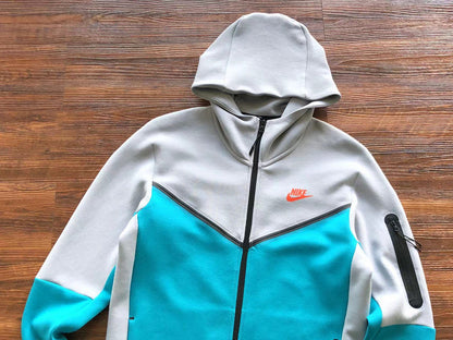 Sweat à capuche Nike Tech Fleece x Gris loup/Aigue-marine/Orange