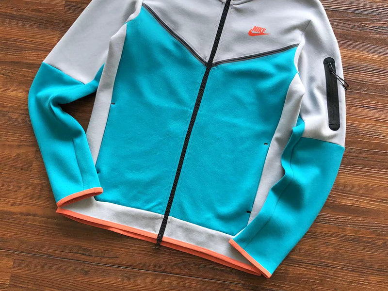 Sweat à capuche Nike Tech Fleece x Gris loup/Aigue-marine/Orange