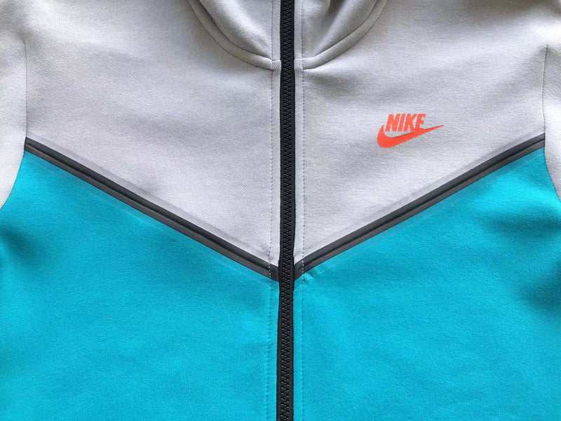 Sweat à capuche Nike Tech Fleece x Gris loup/Aigue-marine/Orange