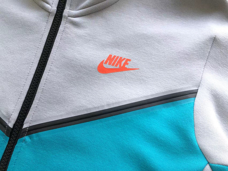 Sweat à capuche Nike Tech Fleece x Gris loup/Aigue-marine/Orange