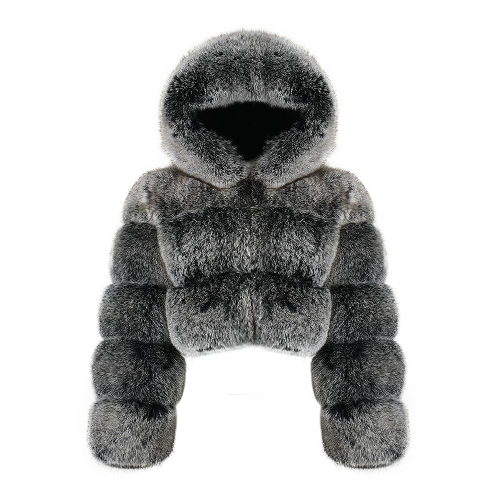 MANTEAU COURT À CAPUCHE, MINI, FUMÉE