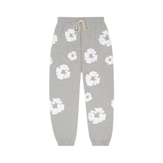 PANTALON DE SURVÊTEMENT GRIS À COURONNE DE COTON EN JEAN DÉCHIRÉ
